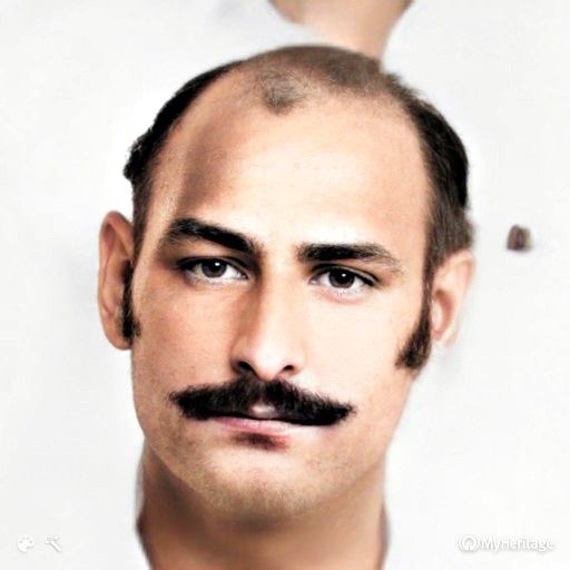 Close portrait of Dada Abu, restored and colourised